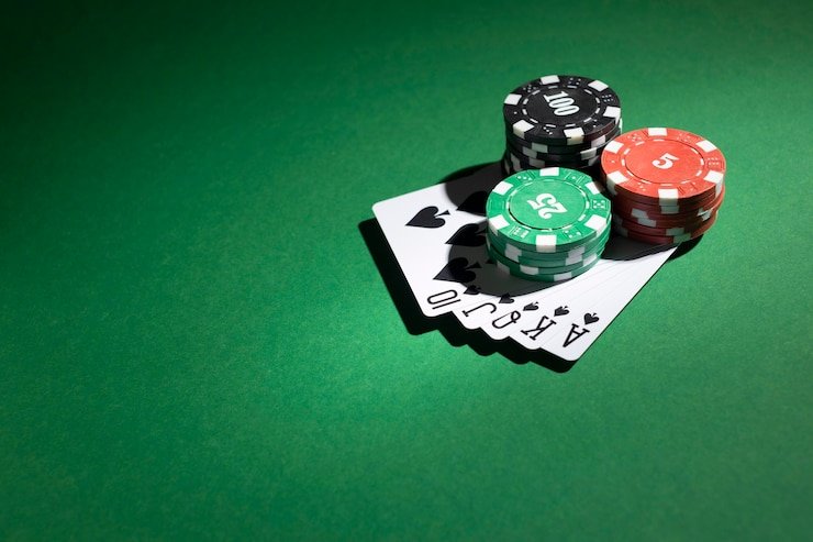 Texas Hold'em Bonus card game table with community cards and hand rankings